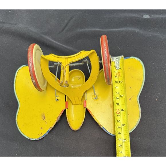 Vtg 1950’s J. Chein & Co. Tin Litho Butterfly Push Toy w Stick Flaps Wings- T24 - Picture 8 of 11